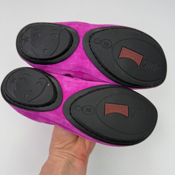 CAMPER Bright Fuchsia Nubuck Suede Ballet Flat 35 - Picture 5 of 7